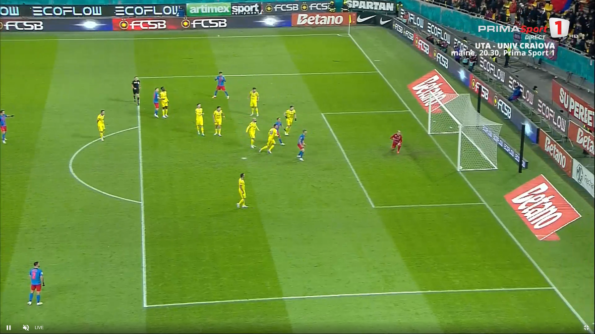 Fază încâlcită în FCSB - Slobozia » A fost sau nu a fost? Decizia VAR la golul marcat de Olaru
