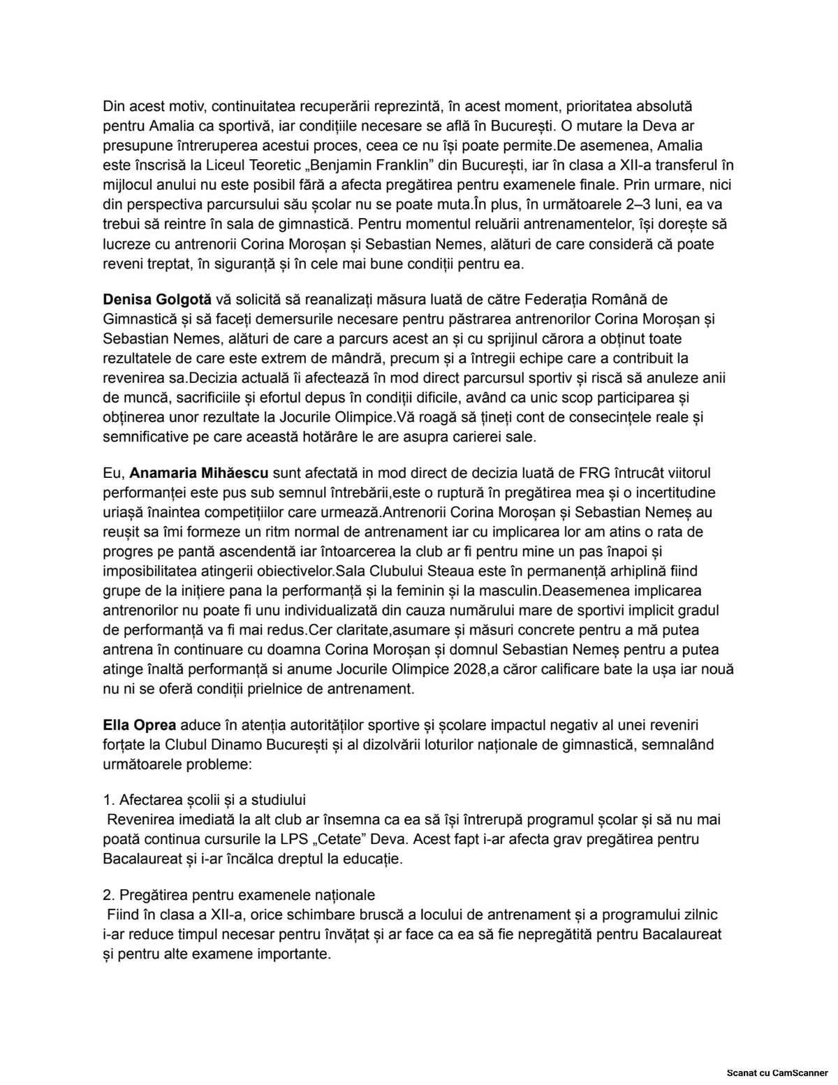 5 gimnaste importante ale României au depus un memoriu colectiv la ANS pentru ca federația să revină asupra deciziei de dizolvare a loturilor