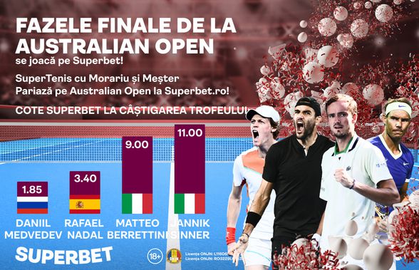 Fazele finale de la Australian Open: cine-l oprește pe Daniil Medvedev? Vezi ce spun Cotele Superbet