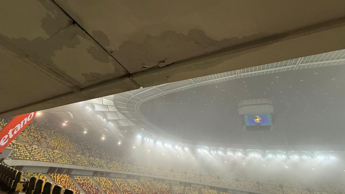 Plouă prin tavanul Arenei Naționale înainte de FCSB - CFR Cluj