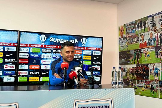 Nicolae Dică, antrenorul celor de la FC Voluntari, la conferința de presă premergătoare meciului cu Universitatea Craiova /  Foto: GSP