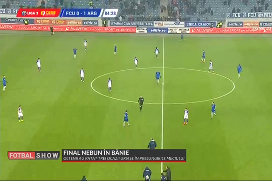FC Argeș a avut pe teren 12 jucători la meciul cu FCU Craiova / Sursă foto: Prima Sport 1