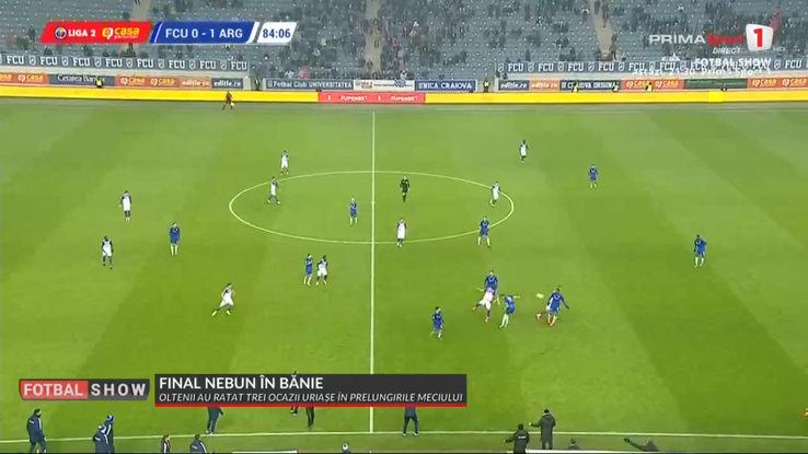 FC Argeș a avut pe teren 12 jucători la meciul cu FCU Craiova / Sursă foto: Prima Sport 1