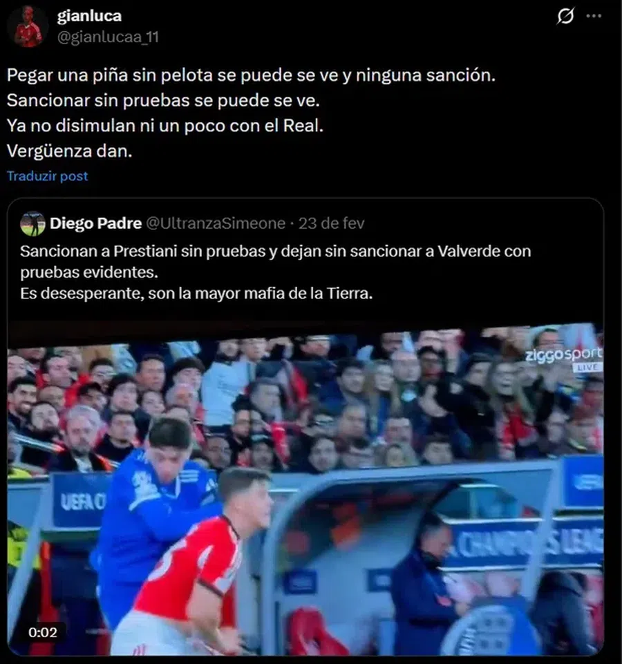 „O rușine!” » Suspendat de UEFA, Prestianni a intrat pe Internet și a șters imediat postarea