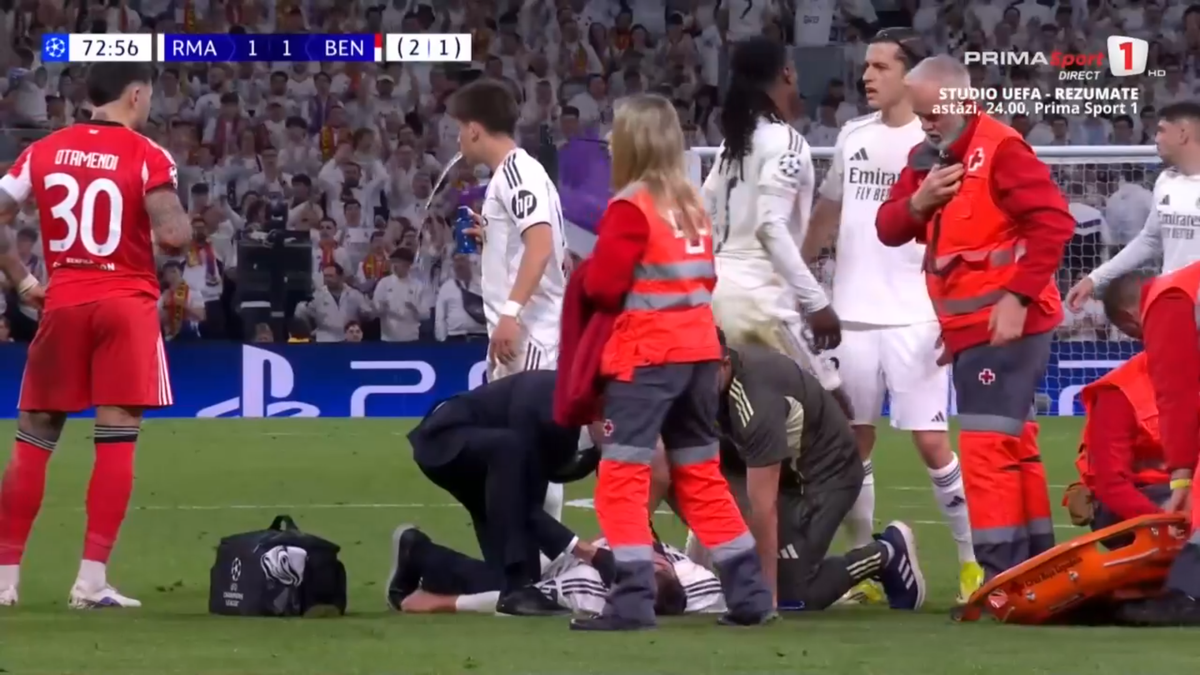 Raul Asencio, scos cu targa în Real Madrid - Benfica