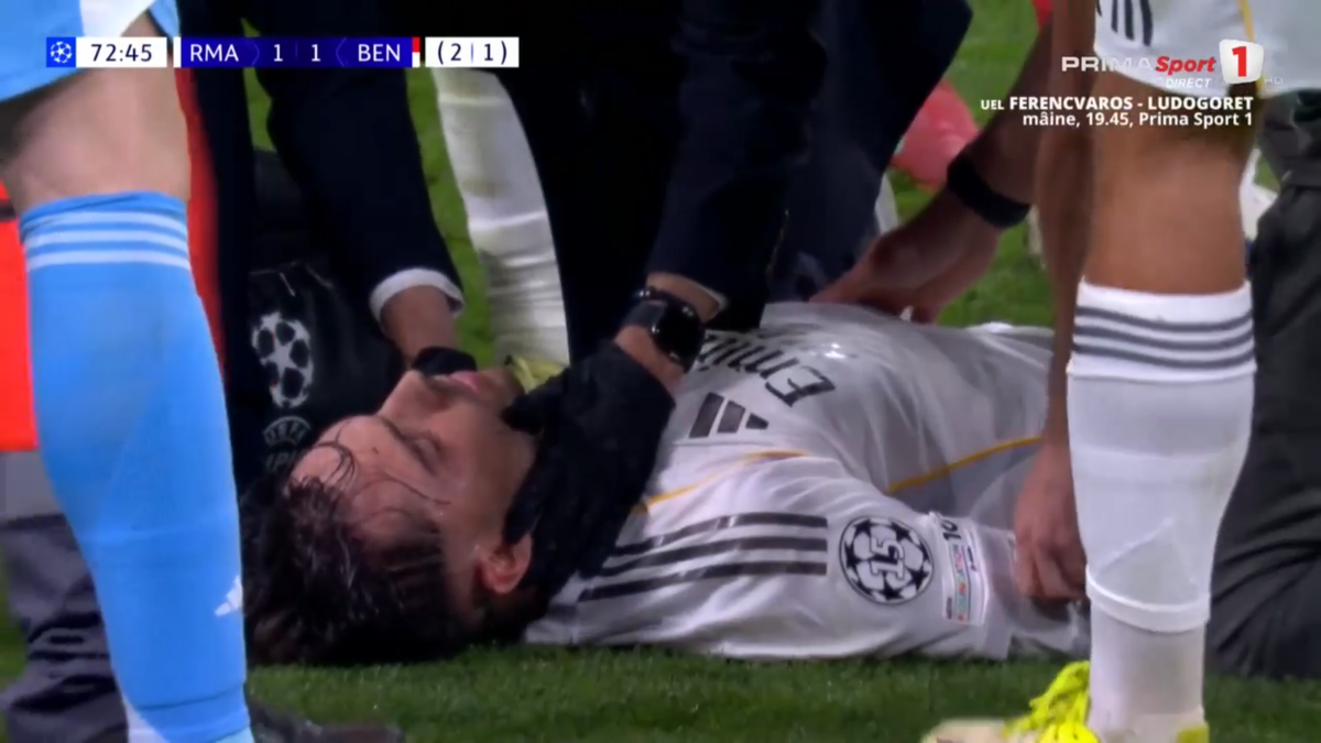 Raul Asencio, scos cu targa în Real Madrid - Benfica