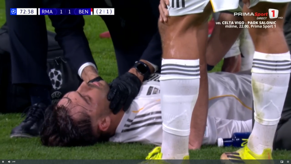 Raul Asencio, scos cu targa în Real Madrid - Benfica