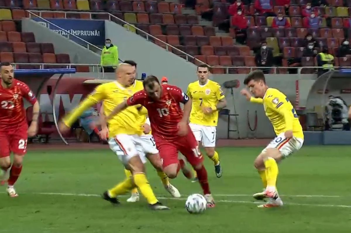 Penalty refuzat României » Arbitrul n-a văzut un fault evident în meciul cu Macedonia de Nord