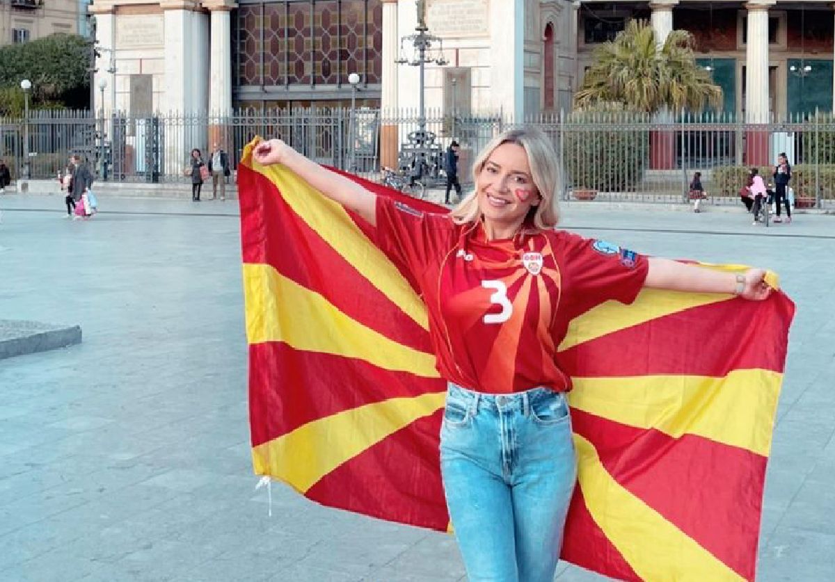 Soția lui Stefan Ashkovski, prezentă la Palermo la victoria istorică a Macedoniei de Nord cu Italia!