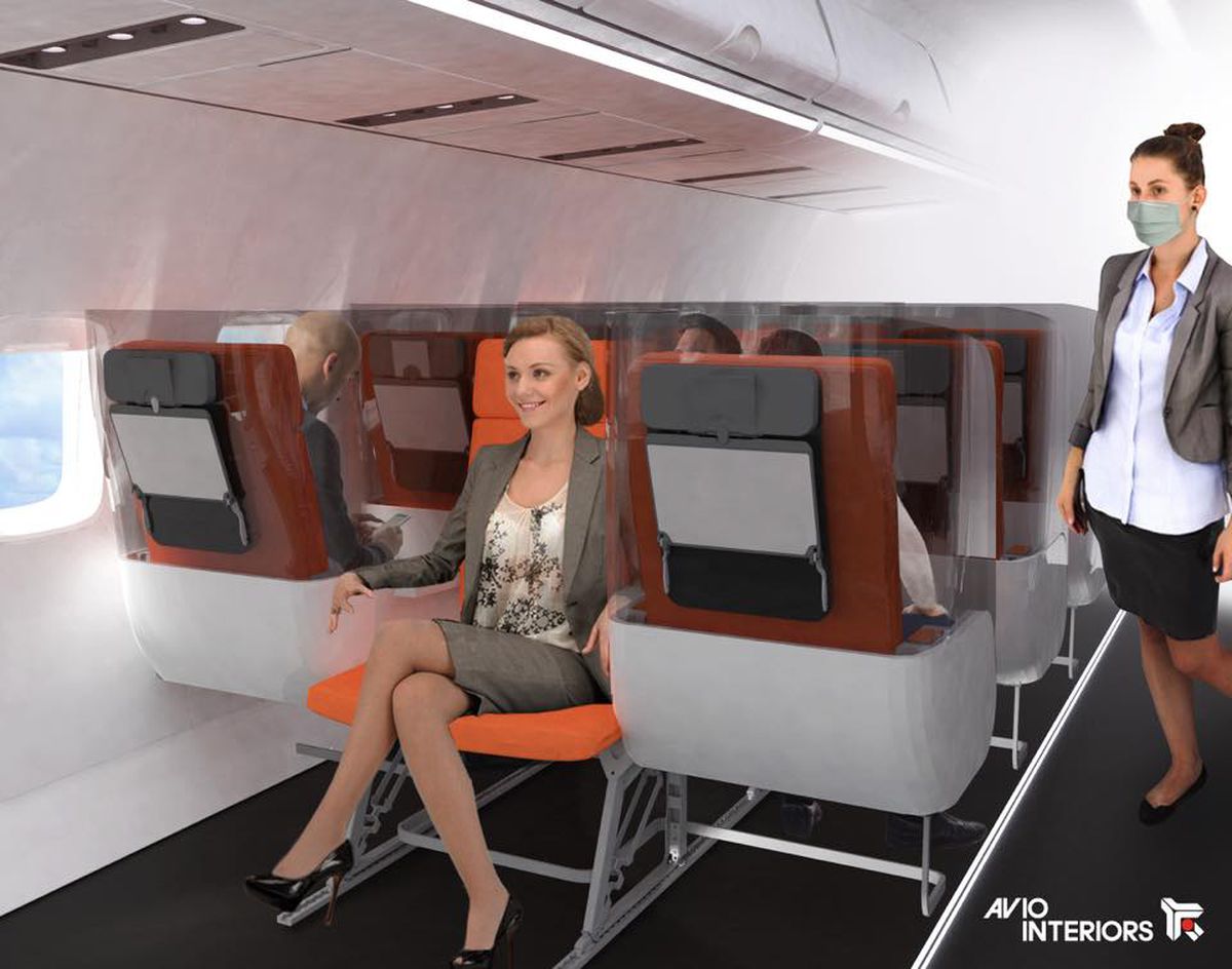 FOTO Modificări importante în avioane » Cum vom zbura după pandemie: «scuturi» de protecție la bord