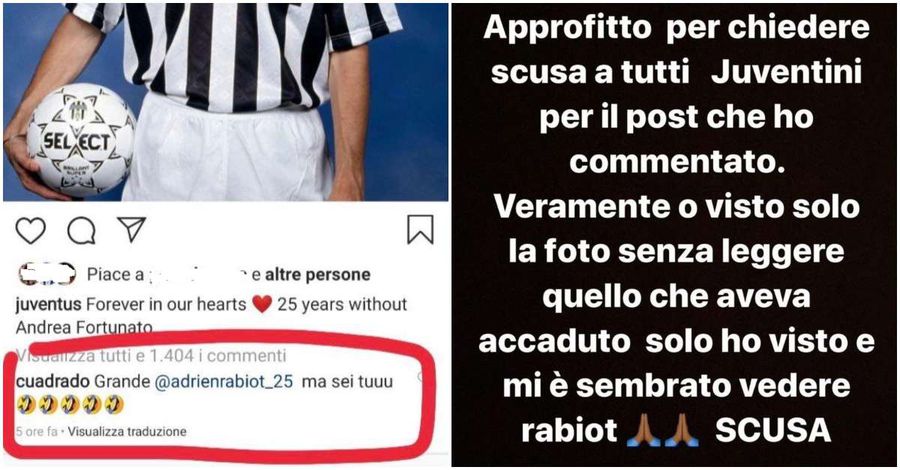 Comentariul lui Cuadrado și scuza ulterioară pe InstaStory Comentariul lui Cuadrado și scuza ulterioară pe InstaStory