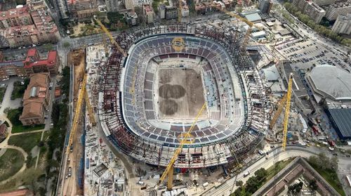 Panorama din dronă a noului Spotify Camp Nou în construcție / Foto X CampNou Updates Live
