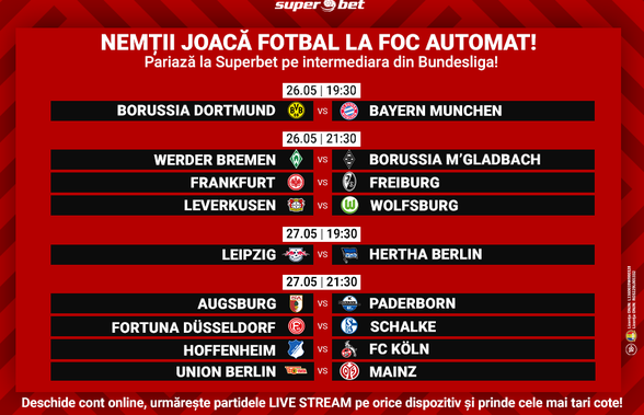 Der Klassiker plus alte 8 meciuri tari se joacă în intermediara din Bundesliga. Tu pe cine pariezi la mijloc de săptămână?