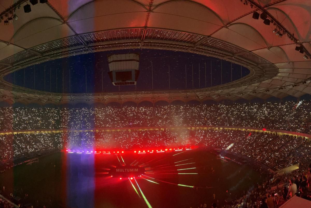 Primire de gală pentru Generația de Aur » Scenografie spectaculoasă afișată pe Arena Națională și spectacol de lumini la pauza meciului