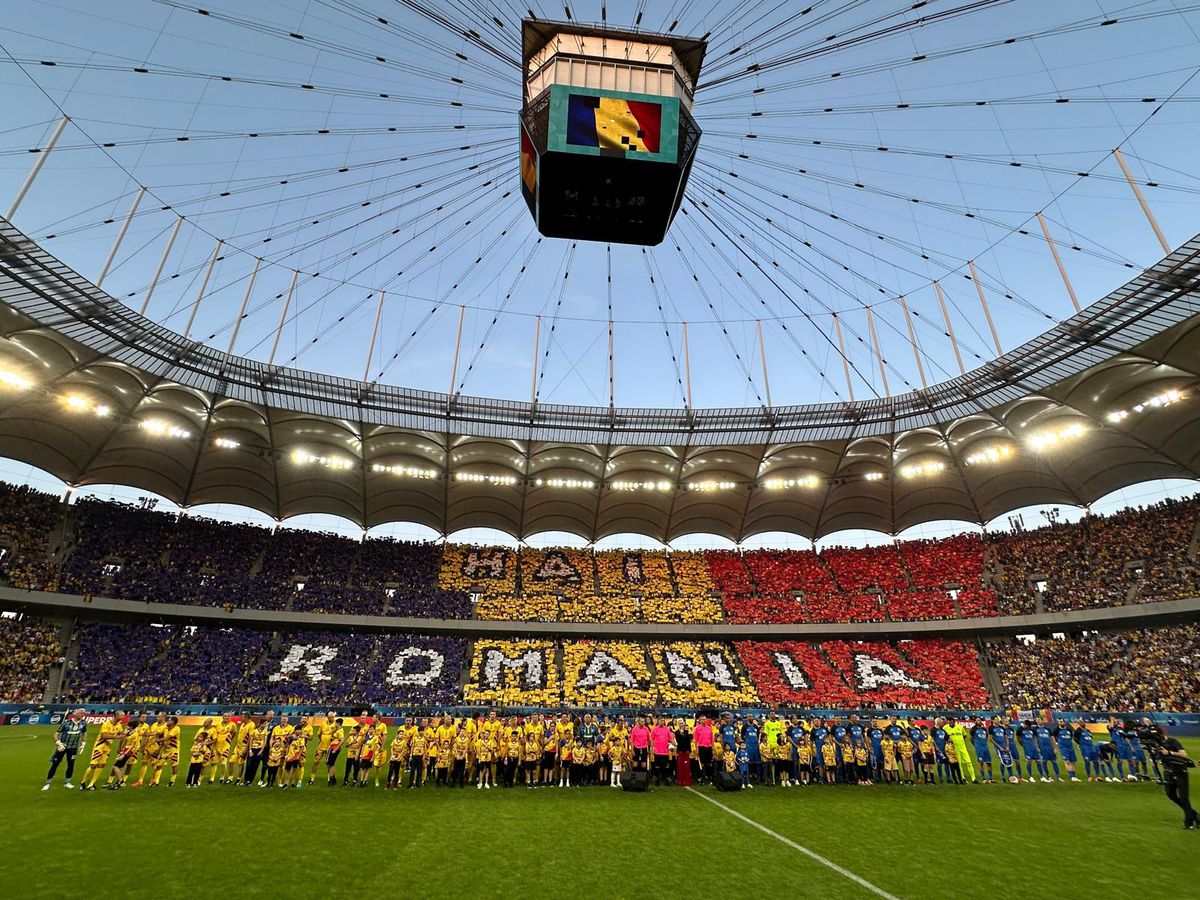 Primire de gală pentru Generația de Aur » Scenografie spectaculoasă afișată pe Arena Națională și spectacol de lumini la pauza meciului