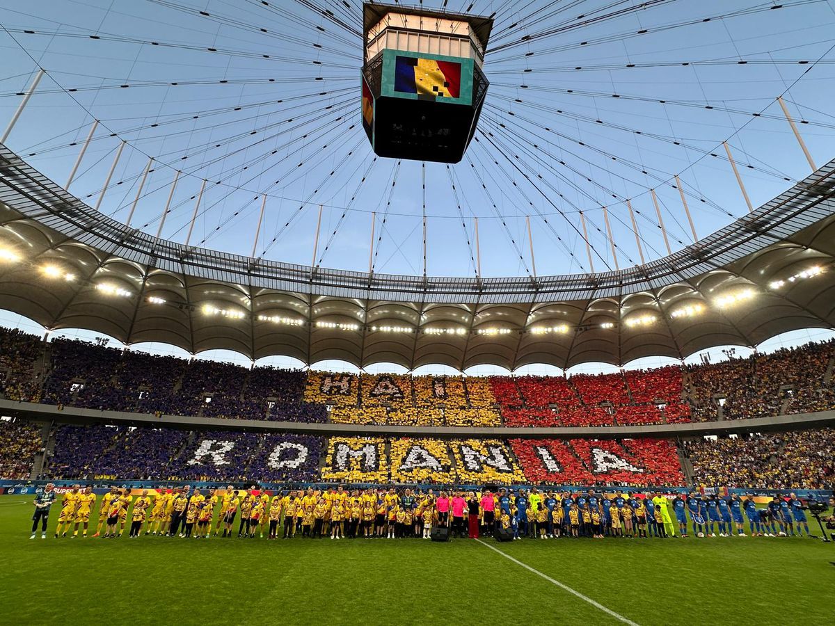 Primire de gală pentru Generația de Aur » Scenografie spectaculoasă afișată pe Arena Națională și spectacol de lumini la pauza meciului