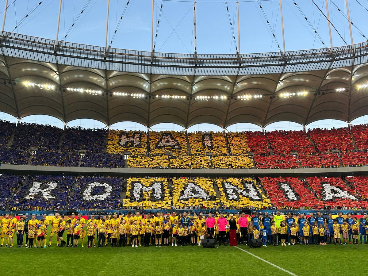 Primire de gală pentru Generația de Aur » Scenografie spectaculoasă afișată pe Arena Națională și spectacol de lumini la pauza meciului