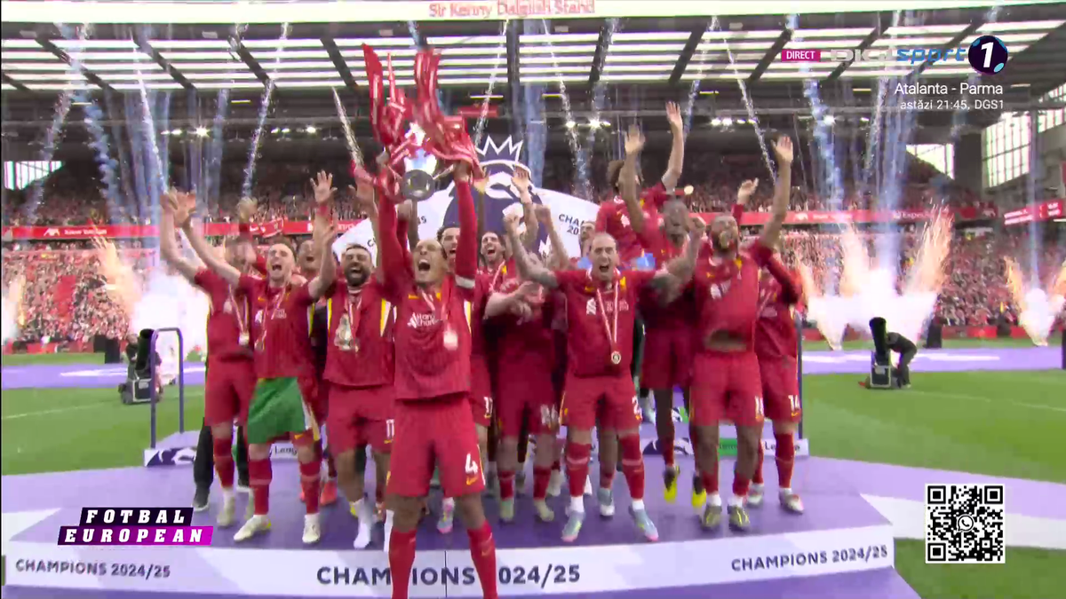 Liverpool a primit trofeul de campioană în Premier League, sub ochii lui Klopp + Gestul neașteptat aplaudat de întreg stadionul