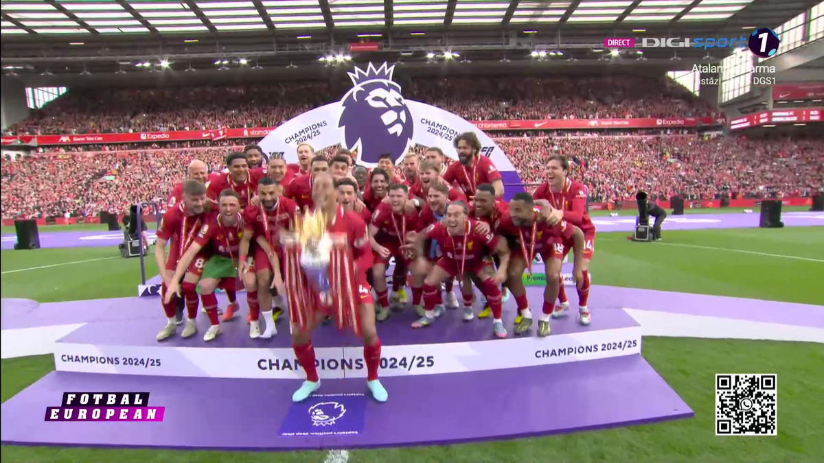 Liverpool a primit trofeul de campioană în Premier League, sub ochii lui Klopp + Gestul neașteptat aplaudat de întreg stadionul