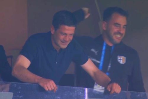 Cristi Chivu, la finalul meciului de la Bergamo cu Atalanta, pe care l-a trăit din tribună / Foto: Imago