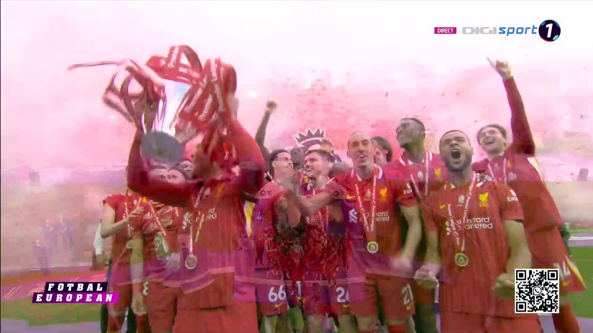 Liverpool a primit trofeul de campioană în Premier League, sub ochii lui Klopp + Gestul neașteptat aplaudat de întreg stadionul