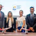 Mihaela Cambei și Bernadette Szocs alături de Mihai Covaliu și Marius Pandel, CEO AnimaWings la evenimentul de la sediul COSR FOTO COSR