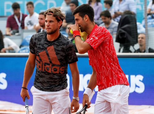 Dominic Thiem și Novak Djokovic au jucat dublu în deschiderea evenimentului de la Belgrad FOTO Guliver/GettyImages
