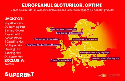 Sloturile Europeanului sunt la Superbet. Vezi Confruntările din Optimi cu slotul dedicat de noi fiecărei echipe rămase în cursa pentru titlu!