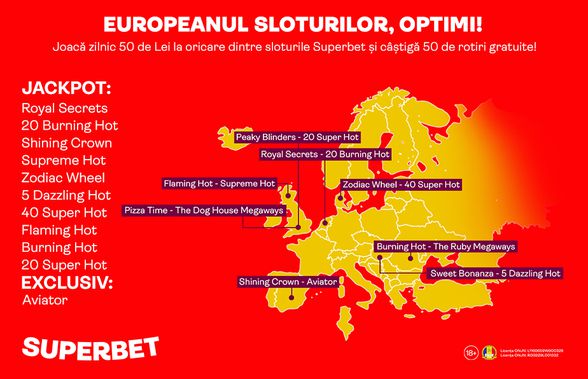 Sloturile Europeanului sunt la Superbet. Vezi Confruntările din Optimi cu slotul dedicat de noi fiecărei echipe rămase în cursa pentru titlu!