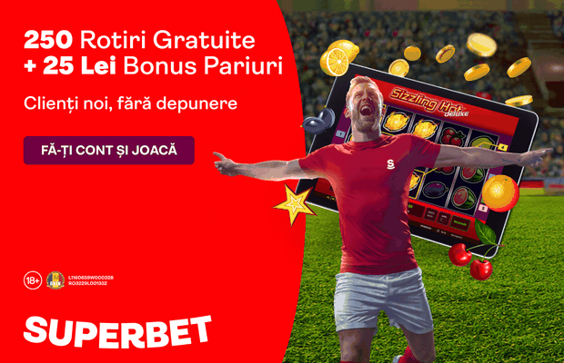 Vezi ce rapid obții 25 Lei Pariu Gratuit și 250 Free Spins Sizzling Hot de la Superbet.ro