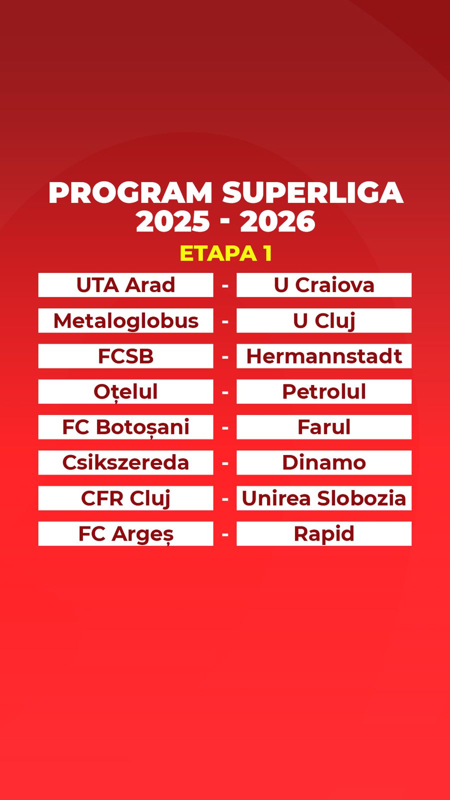 Programul primei etape din Superliga Basarab Panduru a văzut țintarul Superligii și a tras concluzia: „Cine e mai bine decât ei? Nimeni!”
