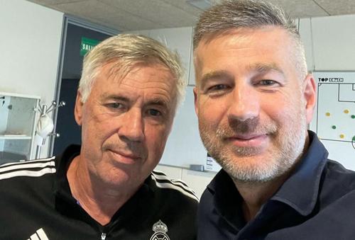 Edi Iordănescu, alături de Carlo Ancelotti, în 2022