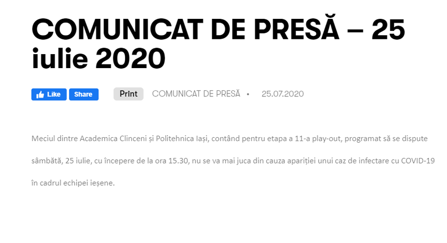 EXCLUSIV // UPDATE A venit testul lui Cabral! Ce se întâmplă cu meciul Clinceni - Poli Iași