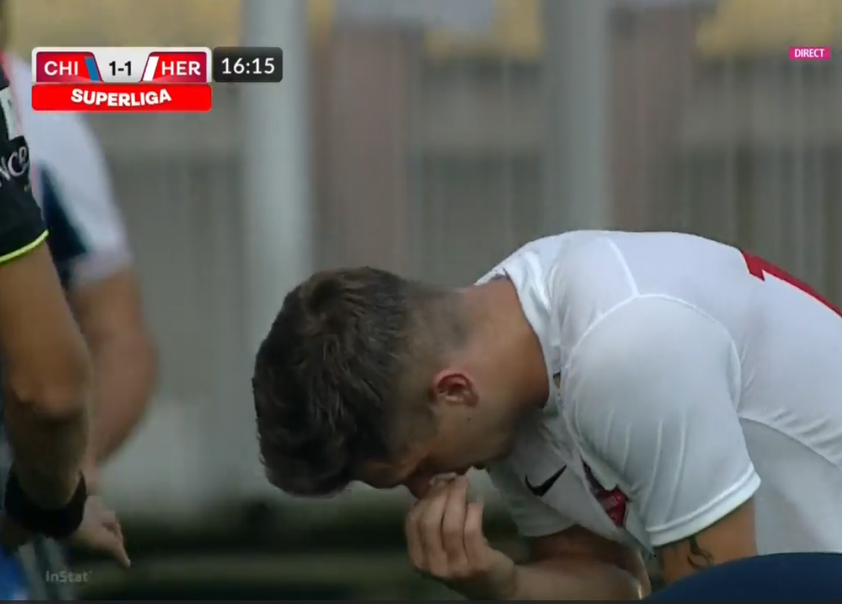 Atenție, imagini dure în Liga 1: hemoragie nazală și hematom pronunțat după o lovitură nesancționată de arbitri