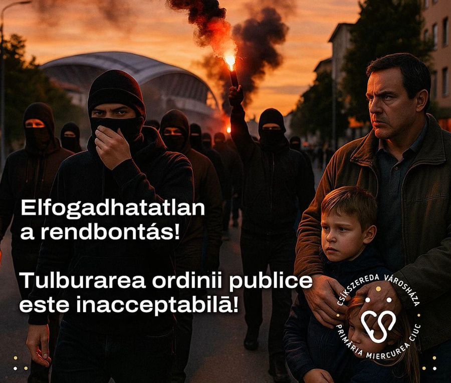 Fotografia care însoțește postarea primarului din Miercurea Ciuc. Primarul din Miercurea Ciuc inflamează spiritele înainte de Csikszereda - Rapid: „Să nu le permitem vizitatorilor!”