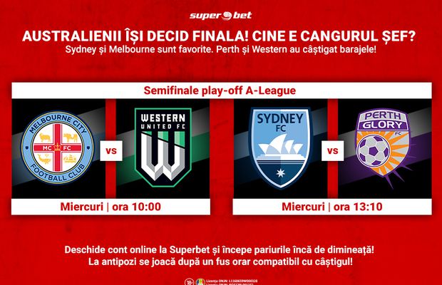 Cine se trezește de dimineață, departe ajunge. Pariază la Superbet pe semifinalele campionatului australian de fotbal!