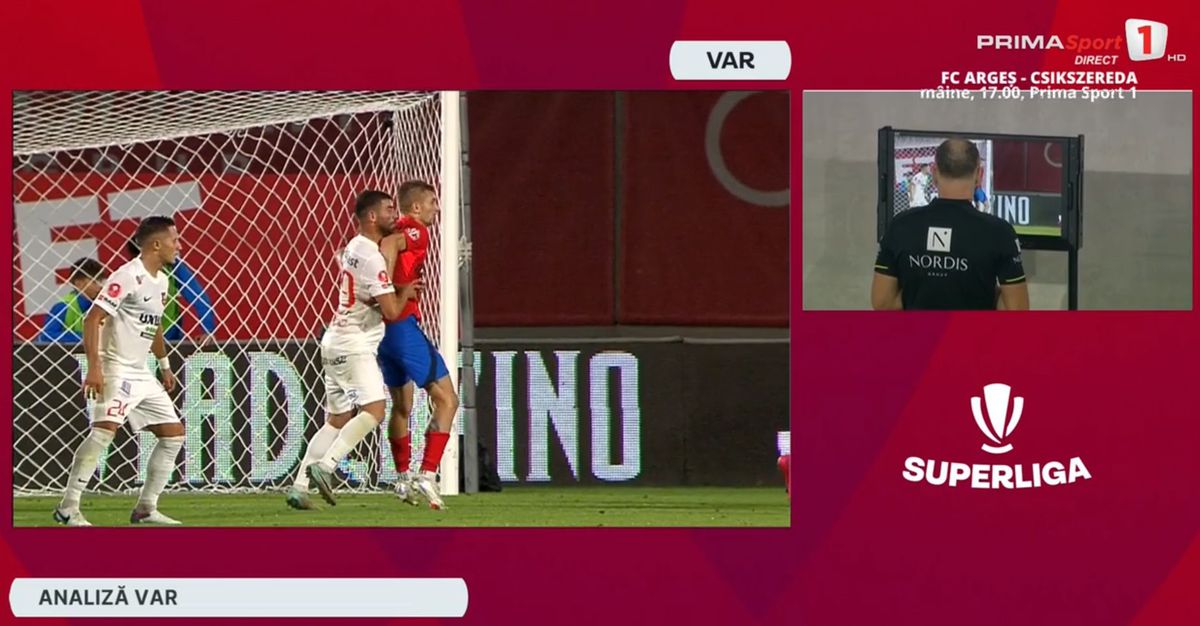 Păreri împărțite la pauză, la golul anulat lui FCSB cu Hermannstadt: „Decizie corectă / Nu este fault”