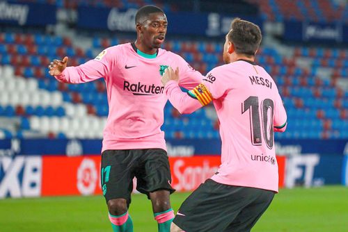 Ousmane Dembele și Lionel Messi. FOTO: Imago Images