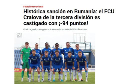 FCU Craiova și Adrian Mititelu au ajuns subiect de articol în MARCA: „Sancțiune istorică!”