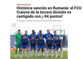 Mititelu și FCU Craiova au ajuns în cotidianul MARCA! Spaniolii, șocați de situația din Bănie: „Sancțiune istorică”