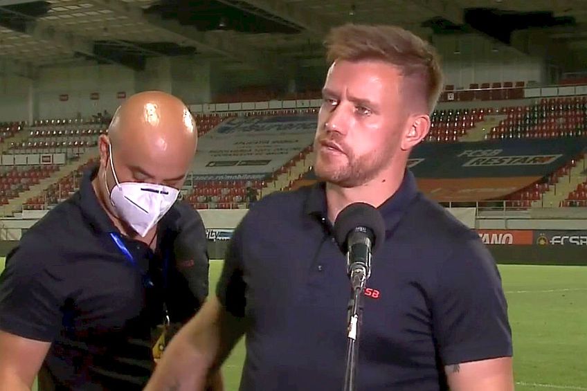 Mihai Pintilii și Cătălin Făiniși, moment incredibil după FCSB - Slovan Liberec: // FOTO: Captură TV Telekom Sport