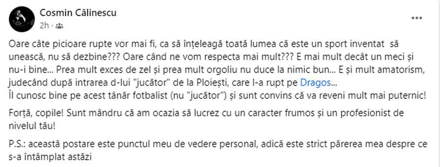 Oficialul lui Hermannstadt s-a repliat după ce l-a trimis pe Țicu „la prășit”: „Îi prezint scuzele mele și chiar sper să demonstreze că m-am înșelat în privința lui”