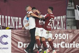 Imagini inedite în Giulești! Cristiano Bergodi a sărbătorit cu jucătorii și cu fanii golul de 3-1