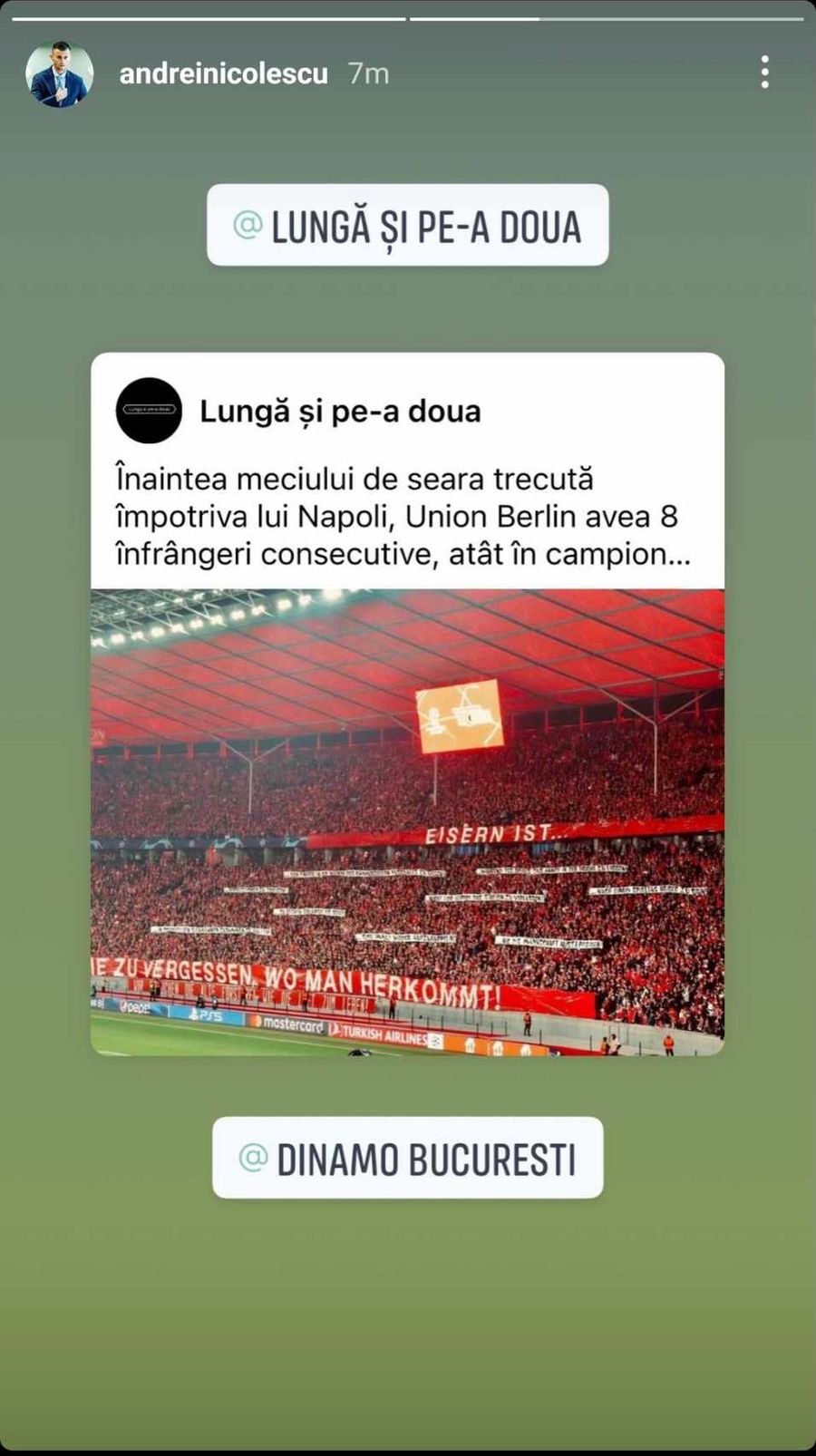 Foto: Instagram Andrei Nicolescu face o comparație între Dinamo și echipa din grupele Champions League: „În situaṭii grele rămânem împreună”
