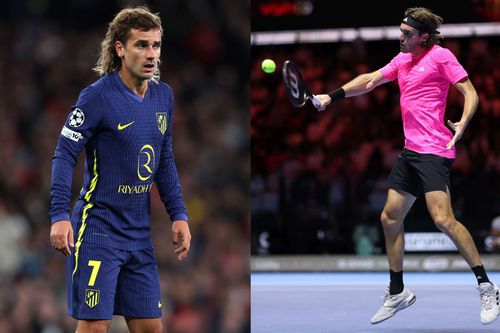 Stefanos Tsitsipas, confundat cu Antoine Griezmann/Foto: Getty Images (colaj)