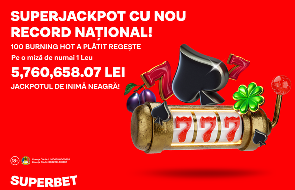 Jackpot-ul Superbet de inimă neagră a ajuns la o sumă amețitoare de 5,760,658.07 Lei, nou record absolut în România!