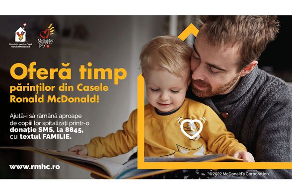 Campania McHappy Day OFERĂ TIMP părinților din România, pentru ca aceștia să-l poată petrece alături de copiii lor internați