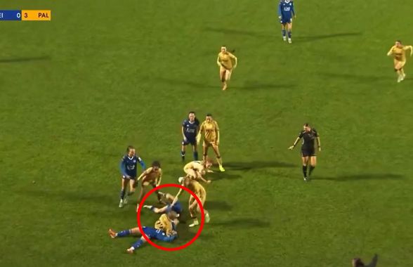 Imagini halucinante pe terenul de fotbal! Mișcare de judo prin care și-a făcut KO adversara