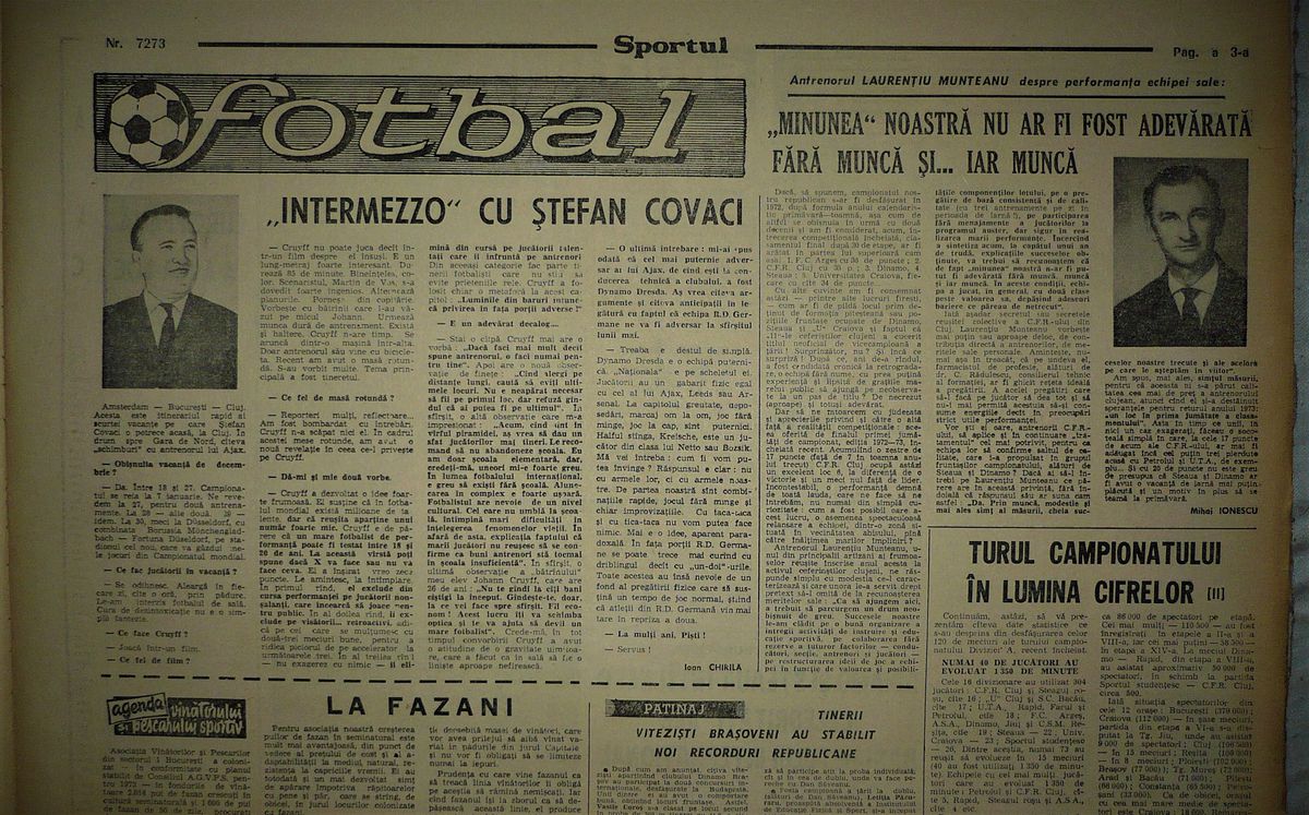 RETRO GSP 48 de ani de la publicarea unui interviu antologic » Piști Covaci despre Cruyff: „Luminile din baruri întunecă mintea în fața porții adverse!”