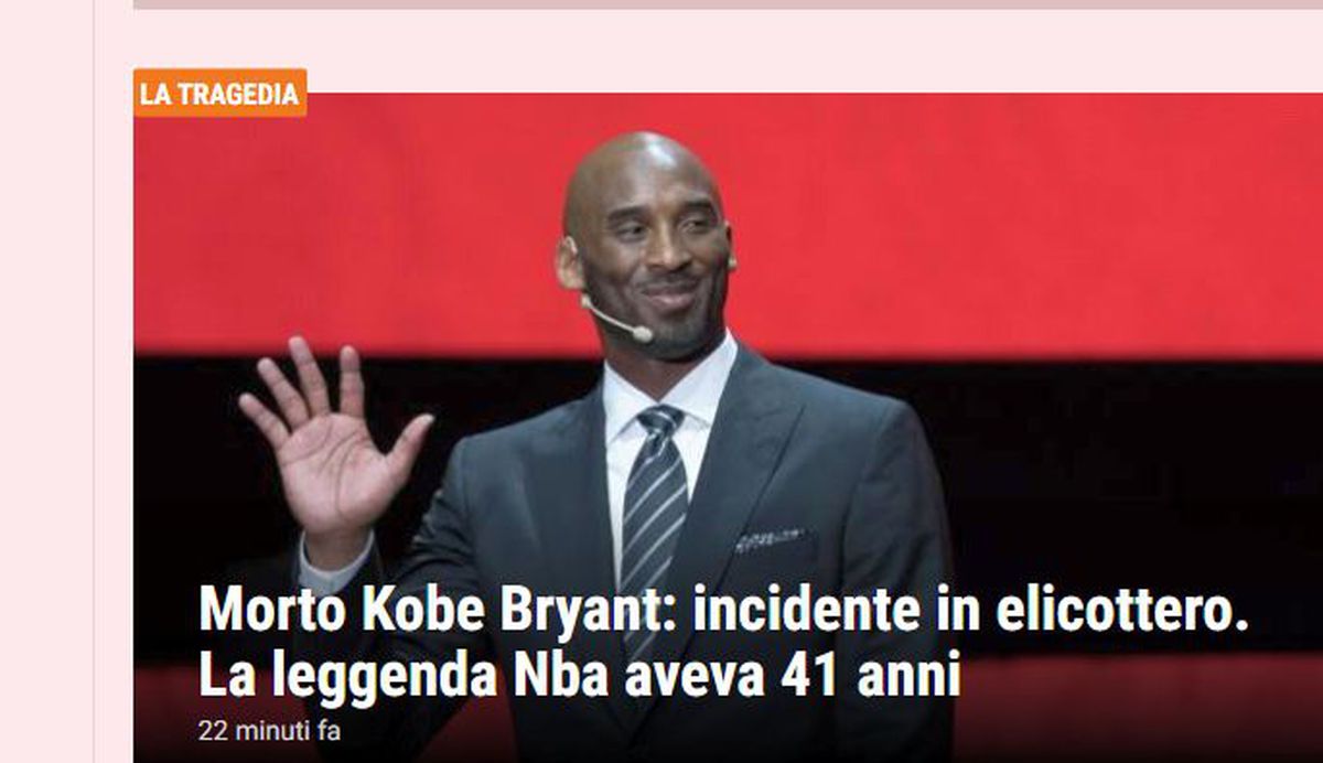 Kobe Bryant a murit! Reacțiile presei internaționale după dispariția fostului baschetbalist